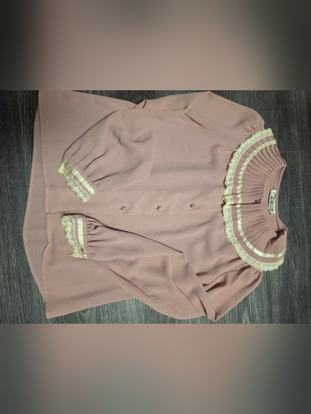 Chaus Dusty Pink Lace-Trim Blouse